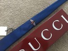 Gucci Blue Silk Tie Bee Embroidered Slim 7cm Made In Italy