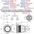 Ul Listed 15amp 22mm Push Button Switch 12vdc Momentary Dpst 2no Angel Eye Led