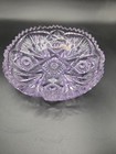 Antique Amethyst Lavender Glass Bowl Diamond Pattern Scallop Edge
