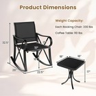 3 Piece Patio Rocking Set 2 Rocking Chairs W  Tempered Glass Side Table Black