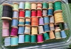 Vintage Lot 57 Mixed Wooden   Non Wood Spools Of Thread  Mixed Sizes Colors