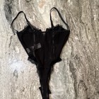 Black Underwired Semi-transparent One Piece Bodysuit  Lace Strap  S