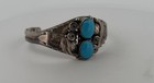 Native Navajo Turquoise Sterling Silver Large Cuff Bracelet Old Pawn Vtg 7    32g