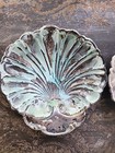 Matched Pair Vintage Crescent Silver Shell Salt Cellars - Dragon Crest  As Is
