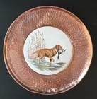 Vintage Mid Century Alford Co  Hammered Copper Wall Plates With Hunting Dog Tile