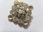 1800s Antique 30 Mm Collector Metal Button Bejeweled Diamante Faux Pearls 51573