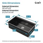 Cozy Undermount Stainless Steel Black Sink 33x19x10 Inch With Accessory