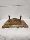 Vintage Persian Khatam Two-pen Holder Desk Organizer  Wood  Inc Great Shape 