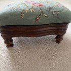 Vintage Antique Victorian Floral Footstool Needlepoint Roses Pansies 14   x12    