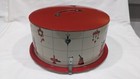 1950s Decoware Metal Cake Carrier With Vintage Kitchen Motif In Red   White Cute