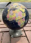 Dark Blue 12  Replogle Globemaster World Globe With Embossed Metal Base Vintage