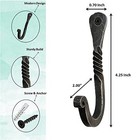  Hand Forged Twisted Wall Hook - Wrought Iron Handmade Coat Hooks - Blacksmith 