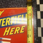C 1950s Original Vintage Chesterfield Cigarettes Sign Metal Embossed Tobacco Big