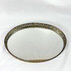 Vtg Oval Mirror Vanity Tray 13    Gold Filigree Ornate Perfume Dresser Jewelry