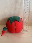 Vintage Tomato Pin Cushion Sewing Notions Red Green Strawberry Emery Pincushion