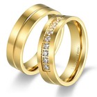 Couples Stainless Steel yellow Gold Plated Cz Ring I Love You Promise Band Gift
