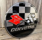 Chevrolet Chevy Corvette Embossed Metal Tin Sign Round 12  Vintage Garage New
