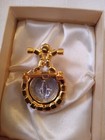 Vtg Hand Painted Immaculate Conception 1 75  Ab Crystal Pin Brooch  - Orig Box