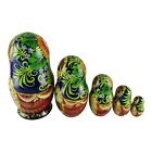 Nesting Dolls 5  5 Piece  Winter Cabin Blue Hand Made Set Russian Matryoshka