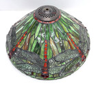 Vintage Dragonfly Tiffany Style Lamp Shade Green Orange Red Stained Glass 16  