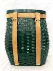 Large Forest Green Exterior Vintage Woven Adirondack Pack Basket W burlap Straps