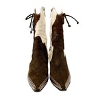 Christian Dior Vintage Calf Hair Mid Calf Boots  38-38 5 Cow Zip Brown Cream