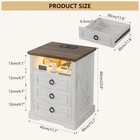 Set Of 2 Nightstand With Charging Station  Led Lights  3 Drawers   Motion Sensor
