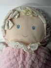 Vintage Eden Pink Waffle Weave Terry Cloth Baby Girl Doll Stripe Bonnet Plush