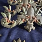Set Of Atq Victorian Curtain Decor Cast Iron Original Paint Fleur-de-lis