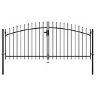 Vidaxl Woerden Double Door Fence Gate Black Steel Spear Top Garden Entry Gate