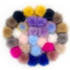  30 Faux Fur Pom Pom Balls With Elastic Loop For Hats  Bright Color-30pcs
