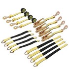 4 Set Yellow Car Tie Down Straps With Snap Hooks 2 Inches X 96 Feet Ratchet 