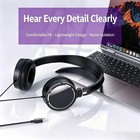 Wired Headphones 3 5mm Stereo Over Ear Headset Adjustable Foldable Black White