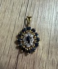 Pendent- 14k Yellow Gold  Sapphire And Natural Diamond Chain- 14k Gold