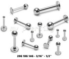 2pcs  Ball Top Steel Labret Monroe Lip Ring Ear Cartilage Helix Tragus Piercing