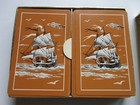 Playing Cards Sailing Ship - Double Deck - Vintage 1950 s W Box   Holder
