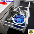 10-pc Stainless Steel Mixing Bowl Set W  Lids Non-slip Base Nesting Prep Bowls