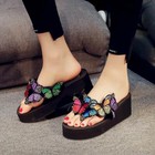 Ladies Butterflies Wedge Flip Flops Thong Sandals Platform Slipper Casual Shoes