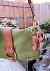  Coach Leather Tan Sandal Bag Charm Key Ring