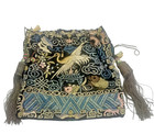 Antique Chinese Embroidered Rank Badge Purse Crane Flowers Tassels Fetishes