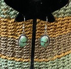 Vtg Native American Sterling Silver Bezel-set Turquoise Pierced Earrings