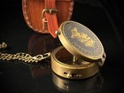 Antique Style Victorian Brass Working Pocket Compass With Premium Leather Case