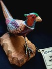 Cooper s Wood Wildlife Exquisite Hand-carved Pheasant 8 l Figurine Wood Base tag