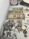 Vtg  Estate Junk Drawer Lot Sterling Jewelry Assortment Of Keys And Coins  Pins