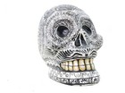 Mexican Folk Art Skull - High-fired Clay - Handpainted Borders - Metepec