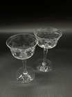 Set 2 Antique Hand Blown Cut Crystal 3 Oz Glass Sherry Wine Glasses Stems Bryce