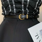 Men Pu Leather Oval Buckle Belt Adjustable Vintage Dress Jeans Waist Strap