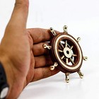  Hand Crafted Premium Nautical Wooden Ship Wheel   4 Inches Brass Ring Handle