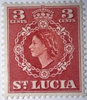 Travelstamps  1953-1954 St  Lucia  Scott  159  Queen Elizabeth Ii  Mint  Mogh 3c