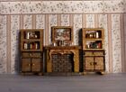 Dollhouse Miniature 1 144 Scale Wall Unit Bookcases W Books Fireplace   Painting